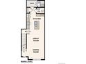 Main level floor plan features open concept kitchen, dining, and great room at 457 Interlocken Blvd # 102, Broomfield, CO 80021