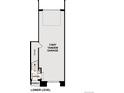 Lower level floor plan shows a two-bay tandem garage and storage space at 457 Interlocken Blvd # 102, Broomfield, CO 80021