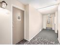 Well-maintained hallway with neutral walls, patterned carpet, and easy access to unit 2-A at 350 S Clinton St # 2A, Denver, CO 80247