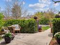 Charming outdoor patio area with mature plantings, offering privacy and tranquility at 3 Winged Foot Way, Littleton, CO 80123