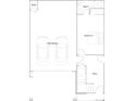 First floor floorplan featuring a two-bay garage, bathroom, and bedroom at 7740 S Cherokee Trl, Centennial, CO 80016