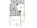 First floor plan featuring a gourmet kitchen, great room, bedroom, two-car garage, and covered porch at 25171 E Evans Dr, Aurora, CO 80018