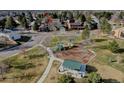 Aerial view of a home near a park, showcasing the property's location in a Gathering-friendly neighborhood at 7006 S Miller Ct, Littleton, CO 80127