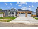 Inviting single-story home with stone details, manicured lawn, and a spacious two-car garage at 1144 Ridgefield Dr, Berthoud, CO 80513