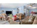 Cozy living room featuring light blue walls, comfortable sofas, and a large TV at 501 Zante Way, Lochbuie, CO 80603