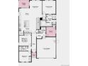 Layout of a single-Gathering home, including a primary suite, study, bedrooms, and a two-car garage at 17136 W 92Nd Loop, Arvada, CO 80007