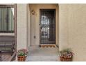 Welcoming front entrance with decorative metal door and colorful potted flowers at 4929 W 73Rd Ave, Westminster, CO 80030