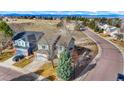 Aerial view of the home's location in the neighborhood with mountain views in the distance at 8903 Edgewood St, Highlands Ranch, CO 80130