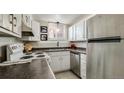 Practical kitchen features white cabinetry, stainless steel appliances, and ample countertop space at 1525 S Holly St # 106, Denver, CO 80222