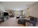 Comfortable living room featuring neutral carpet, large windows, and stylish decor at 9800 Mayfair St # E, Englewood, CO 80112