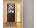 Elegant front entry door with decorative glass panels and a patterned rug at 633 S Galena St, Denver, CO 80247