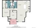 Layout of a 1076 sq ft home featuring a primary bedroom, living room, and balcony at 17297 Wilde Ave # 205, Parker, CO 80134