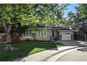 Landscaped front yard with a mature shade tree complements this home's charming exterior at 10601 Chadsworth Ln, Highlands Ranch, CO 80126