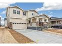 Charming two-story home featuring neutral siding, stone accents, covered porch, and a two car garage at 20724 E 57Th Ave, Aurora, CO 80019
