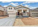 Charming two-story home featuring neutral siding, stone accents, covered porch, and a two car garage at 20724 E 57Th Ave, Aurora, CO 80019