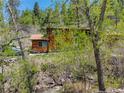 Secluded wood sided home nestled amidst lush greenery with a creek running nearby at 11220 S Deer Creek Rd, Littleton, CO 80127