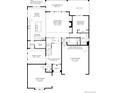 Layout of the house including 2-car garage, living spaces, kitchen, porch, and dining room at 5762 Las Rosas Dr, Parker, CO 80134