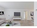 Spacious living room with a modern white media center, offering a comfortable and stylish space at 7185 S Gaylord St # G13, Littleton, CO 80122