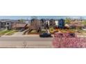 An aerial view showcasing the neighborhood's layout and community setting at 1318 Yates St, Denver, CO 80204