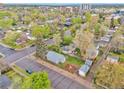 Aerial view showcases a lovely home and well-maintained yard nestled in a serene neighborhood at 3201 S Clarkson St, Englewood, CO 80113
