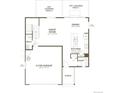 Open-concept first-floor layout featuring a spacious great room, kitchen with dining, and a convenient two-car garage at 18961 E 96Th Pl, Commerce City, CO 80022