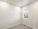 Bright bedroom with neutral walls, carpeted floor, and a window with blinds at 570 Red Rock Pl, Brighton, CO 80601