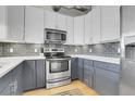 Well-equipped kitchen featuring stainless steel appliances, sleek countertops, and stylish backsplash at 2900 N Downing St # 311, Denver, CO 80205