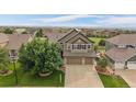 Beautiful aerial view of a two-story home, featuring a three-car garage and a well-manicured lawn at 11691 Riverdale Dr, Parker, CO 80138