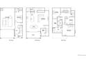 Detailed three-story floor plan, highlighting bedroom, bathroom, kitchen, garage and living space dimensions at 7724 S Cherokee Trl, Centennial, CO 80016