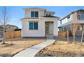 Charming two-story home boasts a modern design, well-maintained lawn, and inviting entrance at 21134 E 63Rd Dr, Aurora, CO 80019