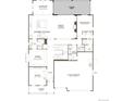 An open concept first floor plan features gourmet kitchen, great room, dining, study and 3-car garage at 5578 Tamarack Ave, Firestone, CO 80504