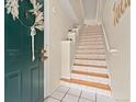 Charming entryway featuring a green front door, decorative wreath, and patterned stair risers for a stylish welcome at 2169 Eagle Ave # 2169, Superior, CO 80027