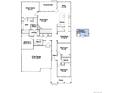 Detailed floor plan showcasing four bedrooms, a three-car garage, and an open-concept kitchen and living area at 3967 Descent St, Castle Rock, CO 80108