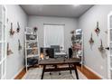 Well-lit home office featuring built-in shelving and French doors at 3912 Trail Stone Cir, Castle Rock, CO 80108