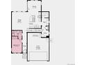 Detailed main-level floor plan featuring a kitchen, great room, and two-car garage layout at 13342 Blue Amber Ct, Parker, CO 80134