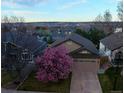 Aerial view of a suburban home showing the roof, landscaping, and neighborhood at 17059 Motsenbocker Way, Parker, CO 80134