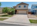 Charming two-story home with a two-car garage and well-maintained front yard on a sunny day at 5572 Kalispell St, Denver, CO 80239