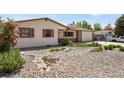 Attractive ranch-style home with well-maintained gravel yard, brick details, and a cozy, inviting front entrance at 330 Johnson Dr, Castle Rock, CO 80104