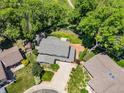 Expansive aerial view of a suburban home highlighting the landscaped yard and mature trees at 9025 Jellison Ct, Broomfield, CO 80021