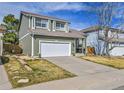 Charming two-story home with a well-maintained lawn, attached two car garage, and appealing curb appeal at 4649 Fenwood Dr, Highlands Ranch, CO 80130