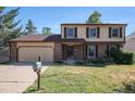 Charming two-story home with brick accents, attached garage, and landscaped front yard at 15892 E Arkansas Pl, Aurora, CO 80017