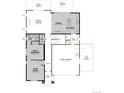 First-floor plan featuring open living spaces, a modern kitchen, a two-car garage, and optional covered patio at 2633 Sawyer Ln, Erie, CO 80026
