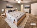 Spacious bedroom with light gray carpet and a large bed at 442 S Kalispell Way # C, Aurora, CO 80017