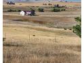 Rolling hills with dry grass and a distant house and barn with cattle grazing at 2981 Rock Cir, Elizabeth, CO 80107