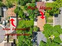 Aerial view of home, garage, and large lot at 4140 S Inca St, Englewood, CO 80110