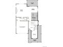 Layout of a 2-car garage, great room, dining area, and kitchen with covered patio and porch at 8155 Butte Creek Street St, Littleton, CO 80125
