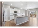 Bright, modern kitchen with stainless steel appliances and a large island at 2248 Rosette Ln, Castle Rock, CO 80104