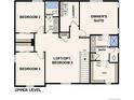 Blueprint of upper level includes bed and bath areas, laundry, and a loft between two bedrooms at 4334 Gozzer Ranch Dr, Elizabeth, CO 80107