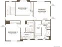 Upper level floor plan includes three bedrooms, two bathrooms, laundry, and walk-in closet at 4480 Boone Cir, Brighton, CO 80601