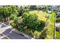 Aerial view of home, featuring a huge green backyard, mature trees and great location at 1245 S Willow St, Denver, CO 80247